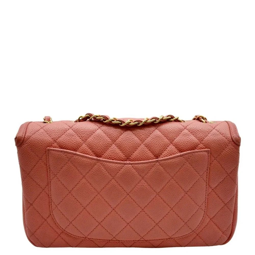 CHANEL  CC Filigree Small Flap Caviar Leather Crossbody Bag Pink - Picture 4 of 14